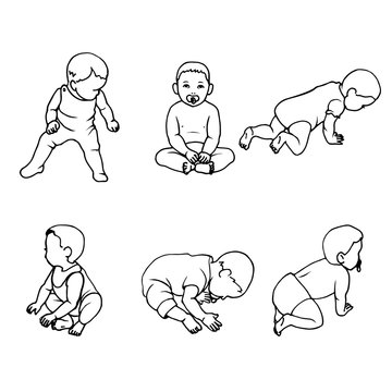 Vector illustration set of doodle children