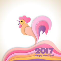 Happy new year background with rooster, symbol of 2017 on the Chinese calendar.