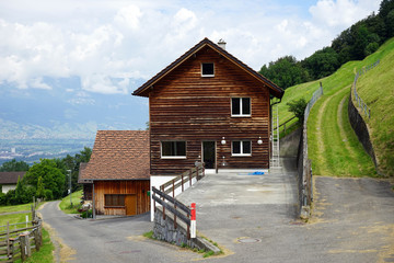 Fototapeta na wymiar Farm house on the corner