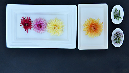 flowers on tray