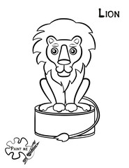 Children's coloring book that says Paint me. Lion