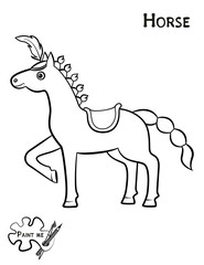 Children's coloring book that says Paint me. Horse