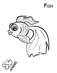 Children's coloring book that says Paint me. Fish