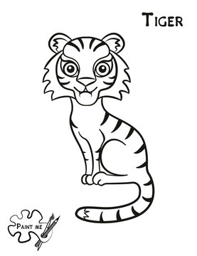 Children's coloring book that says Paint me. Tiger