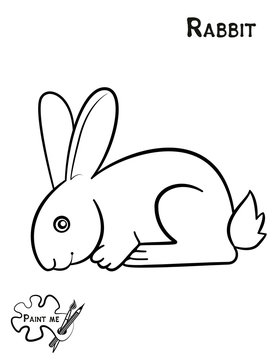 Children's coloring book that says Paint me. Rabbit