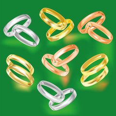gold and silver rings vector