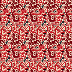 Seamless hand-drawn pattern, waves background.