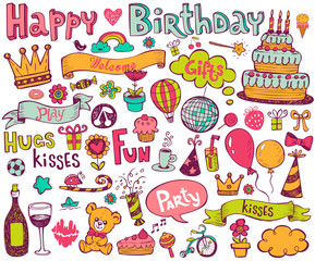 Birthday doodle icons