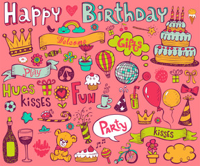 Birthday doodle icons