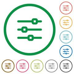 Horizontal adjustment outlined flat icons