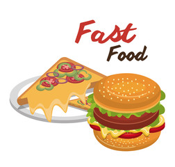 burger pizza fast food design isolated vector illustration eps 10