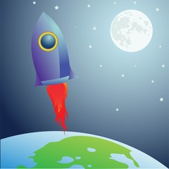 Vector Space Shuttle and moon