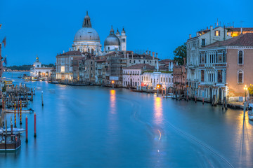 Fototapeta na wymiar The Grand Canal from Academia bridge at the blue hour, Venice, Italy