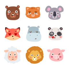Animal emotion avatar vector illustration icon