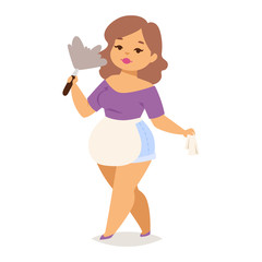 Fat girl vector illustration character