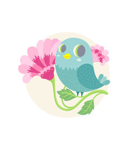 cute blue cartoon bird. vector illustration
