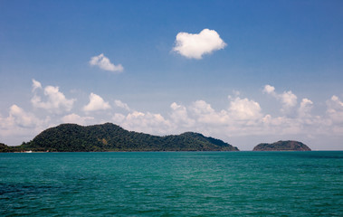 view of the tropical island from the sea