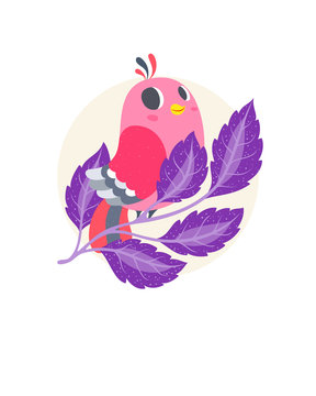 cute cartoon ponk bird. vector illustration