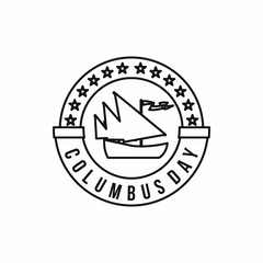 Columbus day badge in outline style isolated on white background vector illustration