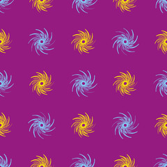Fototapeta na wymiar Blue and yellow flower abstract seamless pattern