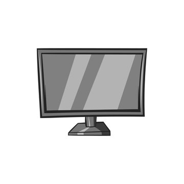 TV icon in black monochrome style isolated on white background. Technique symbol vector illustration