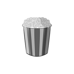 Popcorn icon in black monochrome style isolated on white background. Food symbol vector illustration