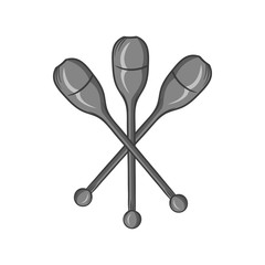 Devil sticks icon in black monochrome style isolated on white background. Entertainment symbol vector illustration