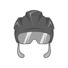 Pilot helmet icon in black monochrome style isolated on white background. Fly symbol vector illustration