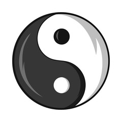 Sign yin yang icon in black monochrome style isolated on white background. Religion symbol vector illustration