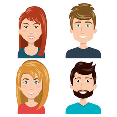 set diverse persons young isolated vector illustration eps 10