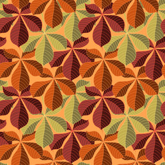 Seamless background with colorful autumn leaves. Vector illustration.