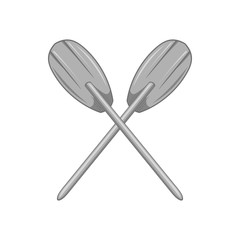 Paddles icon in black monochrome style isolated on white background. Swimming in boat symbol vector illustration