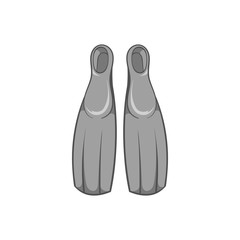 Fins for diving icon in black monochrome style isolated on white background. Swimming symbol vector illustration