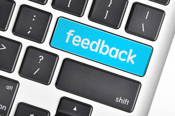 The computer keyboard button written word feedback