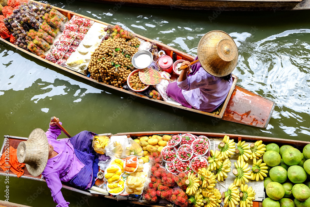 Wall mural Damnoen Saduak floating market