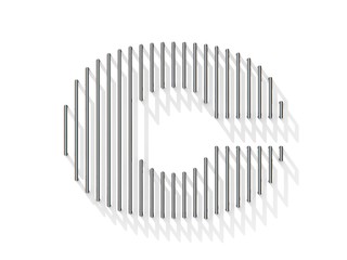 Silver, steel wire font. Letter C