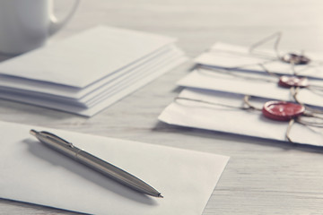 Letters with seal on table