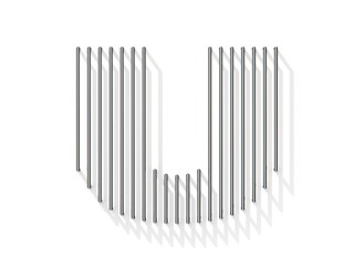 Obraz premium Silver, steel wire font. Letter U