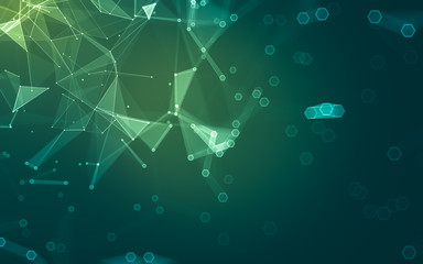 Abstract polygonal space low poly dark background, 3d rendering