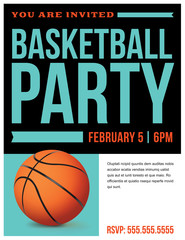 Basketball Party Flyer Invitation Illustration