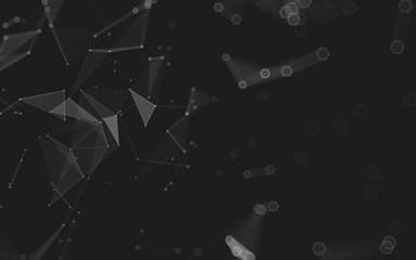 Abstract polygonal space low poly dark background, 3d rendering