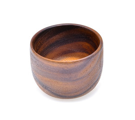 Wooden tea cup isolated on white