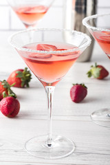 Fresh home made strawberry margarita cocktails