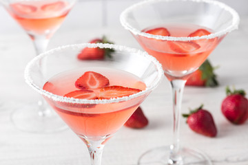 Fresh home made strawberry margarita cocktails