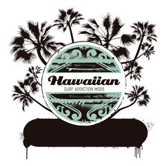 hawaiian surf shield with palms
