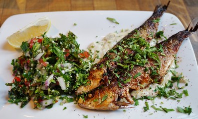 Grilled fresh sardines at a Greek restaurant