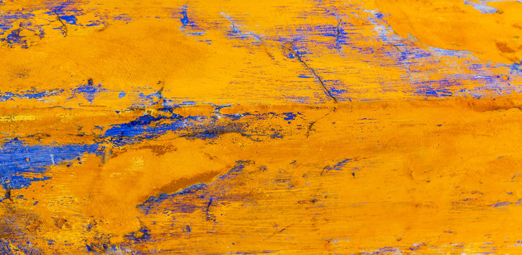 Bright Yellow Blue Abstract Wall Obidos Portugal