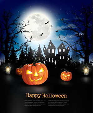 Halloween spooky background. Vector