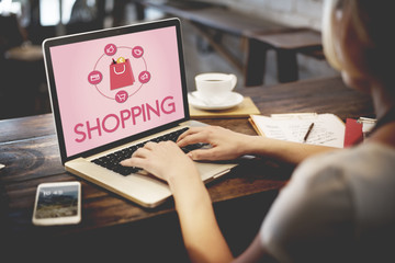 Fototapeta na wymiar Shopping Online Shopaholics E-Commerce E-Shopping Concept