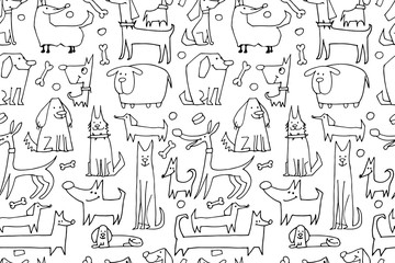 Funny dogs collection, seamless pattern for your design